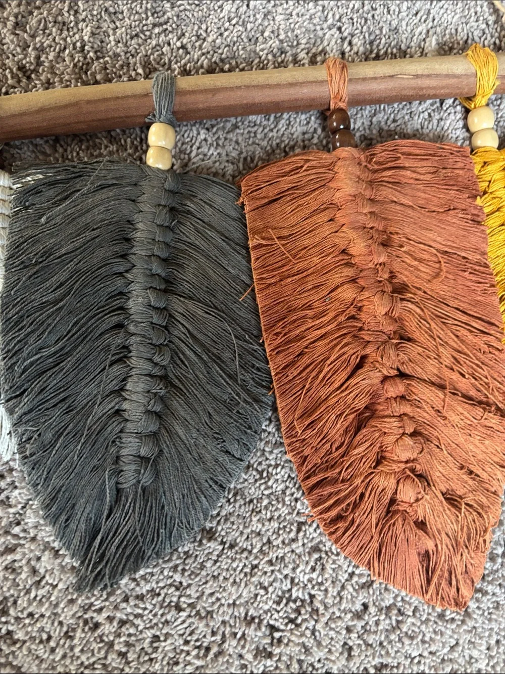 Boho Macrame Feather Wall Hanging - Multi Color